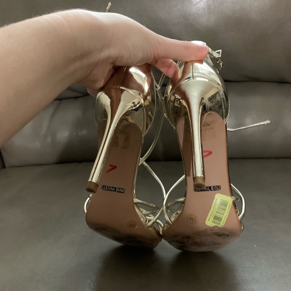 Gianni Bini Gold Strappy Heel Sandals - Picture 6 of 8